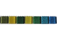 Geel/Groen/Blauw glitter 2 x 2 cm