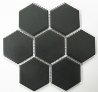 Zwart mat zeskant keramiek 5.5 cm