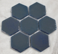 Blauw parelmoer zeskant 5.5 cm