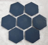 Blauw mat zeskant 5.5 cm