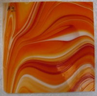 Oranje/Wit Art glas 30 x 30 cm