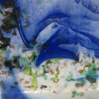 Blauw confetti Uroboros 30 x 30 cm