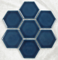 Blauw zeskant keramiek 5.5 cm