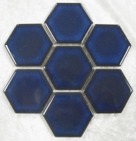 Donkerblauw zeskant keramiek 5.5 cm