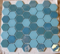 Turquoise grote mat zeskant 5 cm