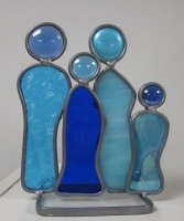 Gezin 2 kinderen blauw