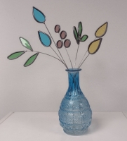Vaas met bloemen blauw