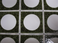 Doos groen witte cirkel Retro 10.8 x 10.8 cm