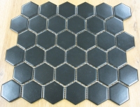 Zwart zijdeglans grote mat zeskant 5.8 cm